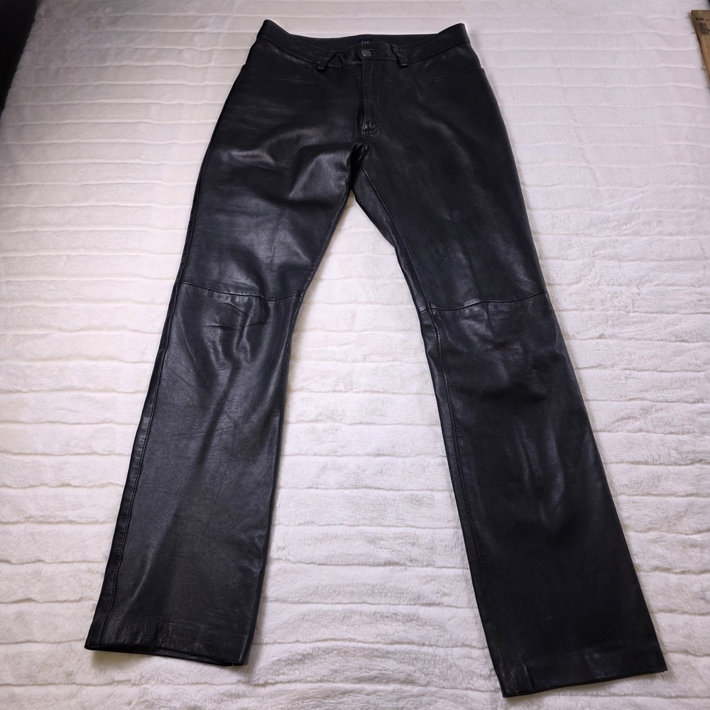 Vintage Gap Genuine Black Leather Pants Womens 6 Moto Biker Babe Retro Whimsey - Picture 3 of 11